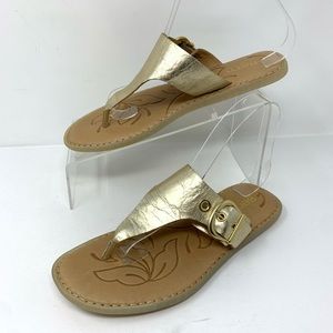 Born Gold Metallic Leather Flip Flops
